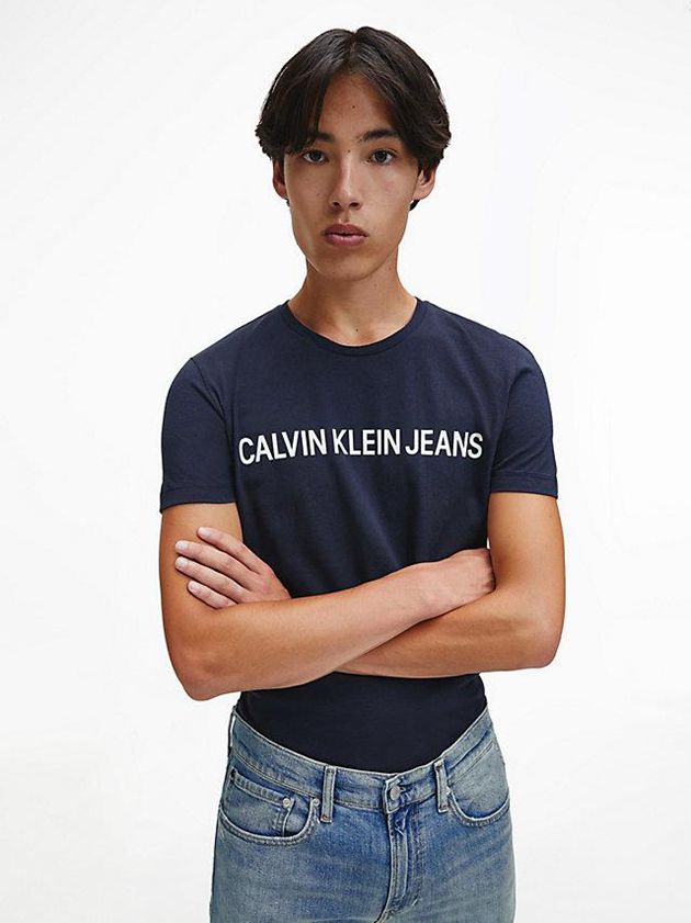 Calvin Klein USA Organic Cotton Logo Mens T-Shirt Navy 4350729-PC